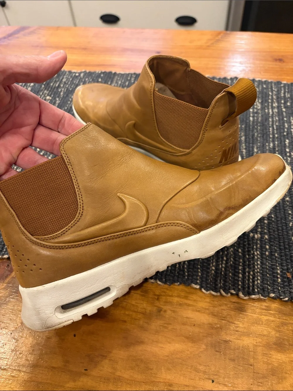 Nike Women’s Tan Leather Chukka Boots with White Sole